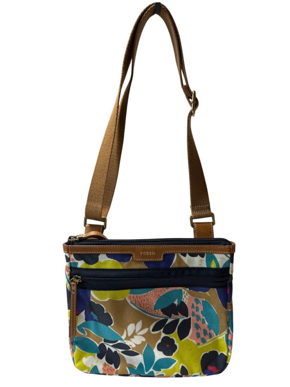 Fossil Eliza Bright Crossbody Bright Multi Adjustable Strap Zipper Compartments